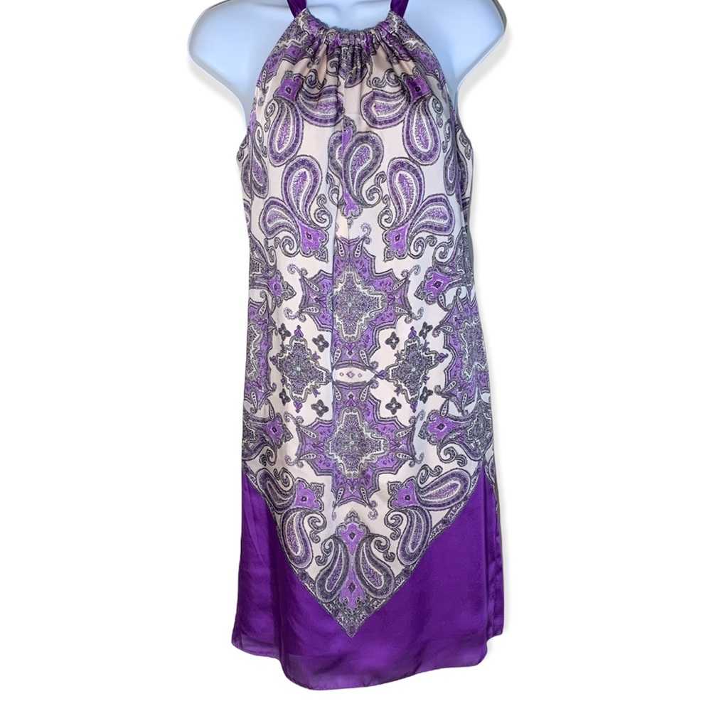 🆕 Max Studio Purple Paisley Short Casual Dress - Small